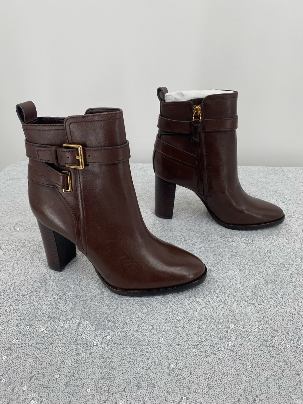 Lauren Ralph Lauren Madisyn Bootie Chestnut Brown Leather Size 6B